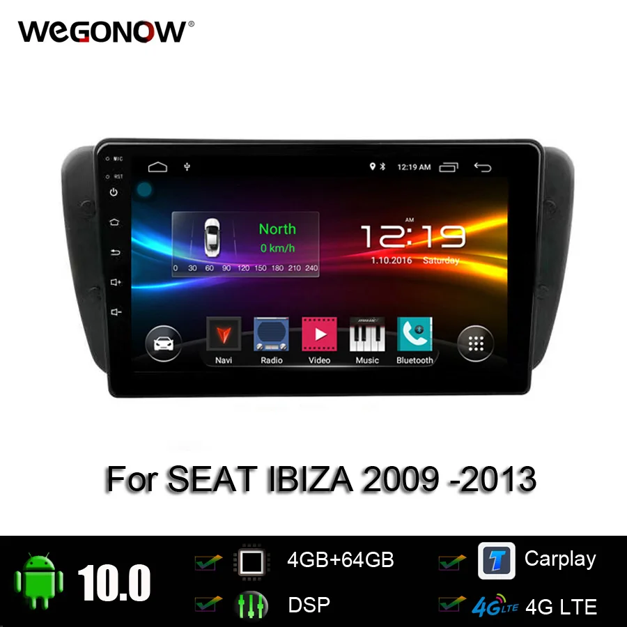 Для SEAT IBIZA 2009 2013 9 &quotDSP Android 9. 0 4G4G RAM 64G ROM автомобильный DVD плеер Carplay 4G LET GPS Map WIFI Bluetooth