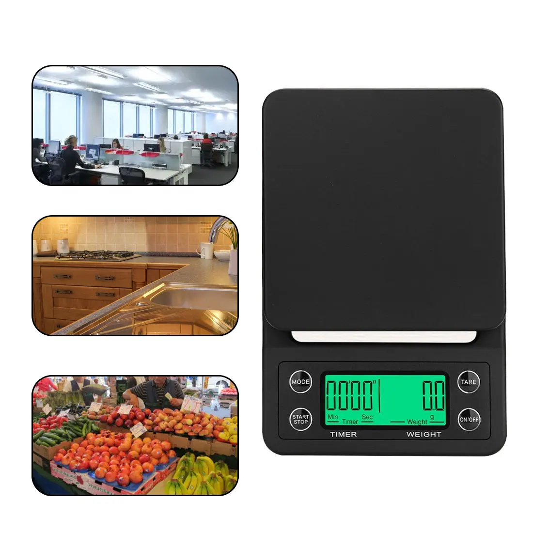 

High Precision Digital Kitchen Scale Drip Coffee Scale With Timer LCD Display 3kg/0.1g 5kg/0.1g