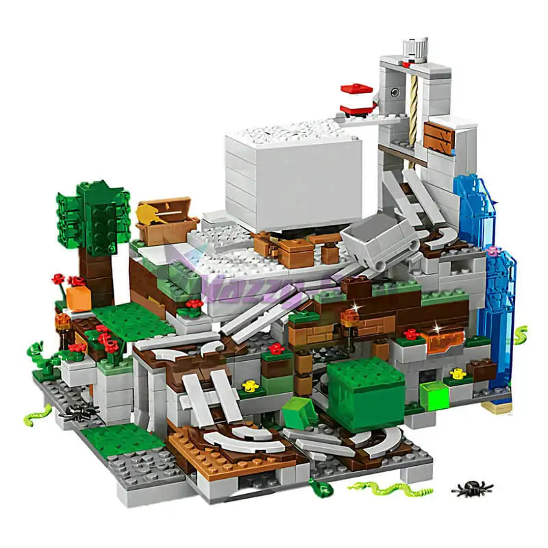 

The Mountain Cave Model Building Blocks With Action Figures Bricks Toys Gifts For Children