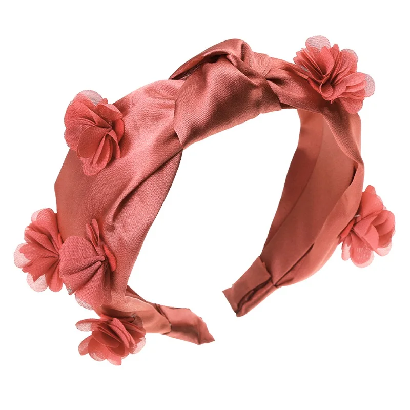 

LEVAO Sweet Flower Knotted Head Hoop Floral Women Headband Non-slip Hair Hoop For Girls Women Knotted Hair Accessories