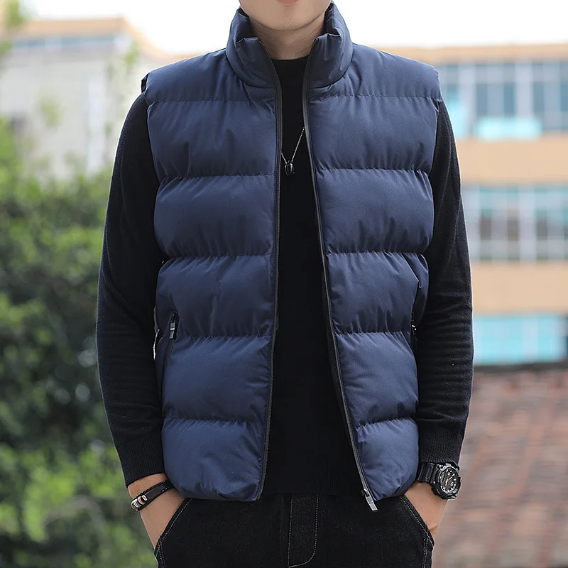 

Fashion Mens Jacket Sleeveless Vest Winter Spring Thermal Soft Vests Casual Coats Stand Collar Windproof Waistcoat