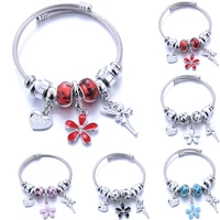 new beaded bracelet heart shaped flower pendant bracelet charm pan adjustable diy jewelry not fade bracelets women girl