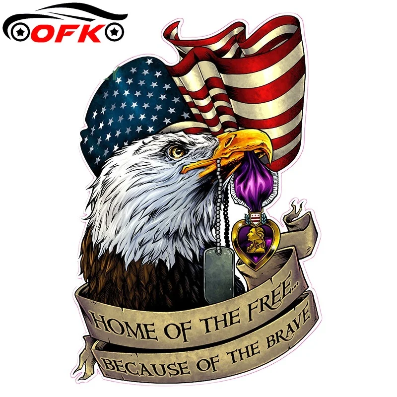 

Виниловая наклейка на автомобиль OFK, с изображением фиолетового сердца, флага орла, дома свободного мира, водонепроницаемая наклейка размер...