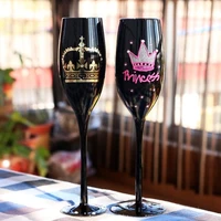 european style modern black glass champagne glass whiskey glass hand painted craft wine goblet wine glass