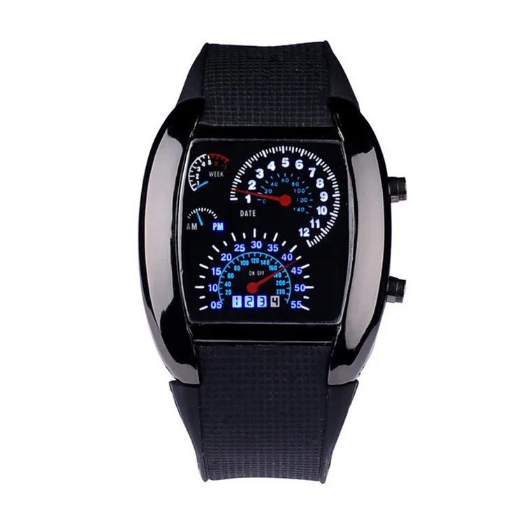 Мужские часы взрывозащищенные светодиодные золотые черные квадратные