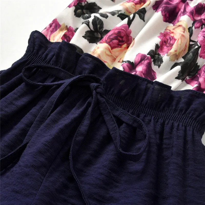 Осень 2019 комбинезон с цветочным рисунком для маленьких девочек одежда Детский