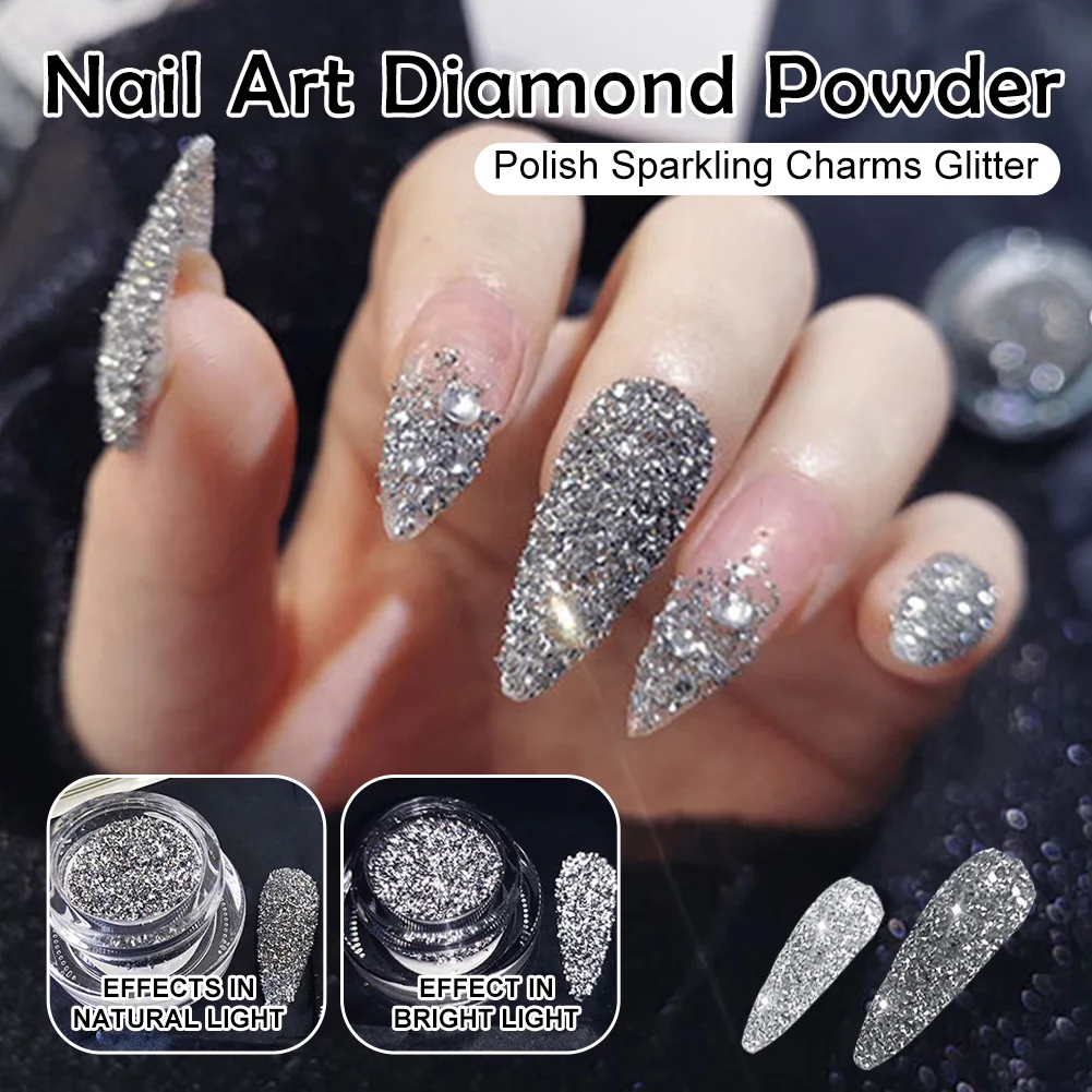 

Reflective Glitter Nail Powder Art Diamond Powder Lasting UV Gel Polish Sparkling Charms Glitter Nail Flakes Sequins Nail Decor