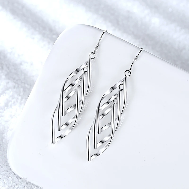 Три серьги подвески из розового золота в Корейском стиле длинные для свадебной