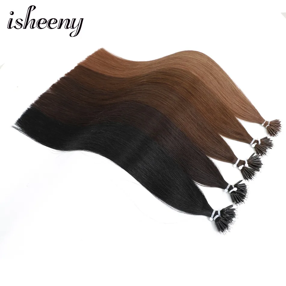 Isheeny 1" 18" 2" волосы Remy для наращивания с микро-бусинами в нано кольцах человеческие волосы прямые 9 цветов блонд европейские волосы