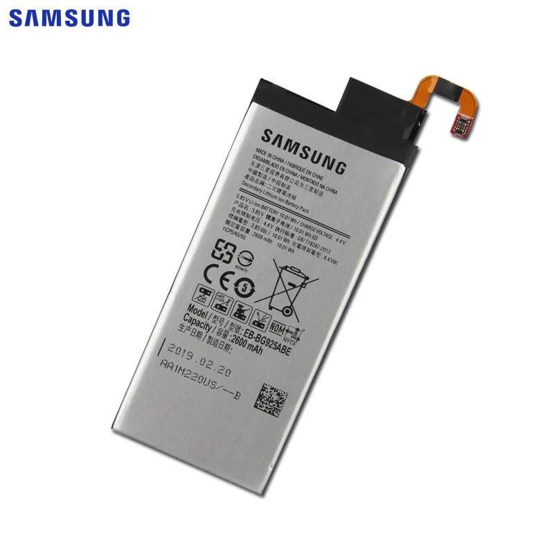 Оригинальная батарея samsung EB-BG925ABA для samsung GALAXY S6 край G9250 SM-G925l G925F G925L G925K G925S G925A G925 S6Edge 2600 мА-ч