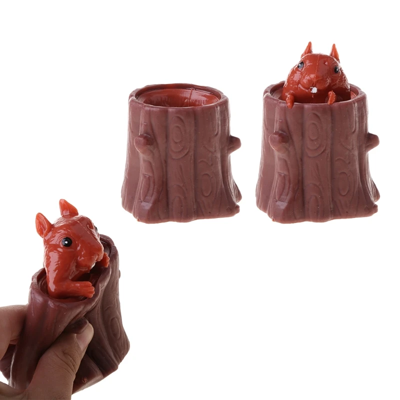 

Squeeze Squirrel Cup Children Toy Evil Decompression Tree Stumps Silicone Fidget Toys Miniature Telescopic Pen Holder H055