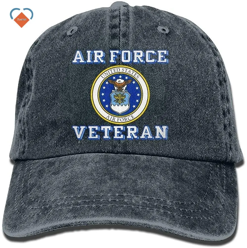 

Кепка для мужчин и женщин, регулируемая шапка из денима, унисекс, ветеран ВВС США с уплотнением, Классическая бейсболка