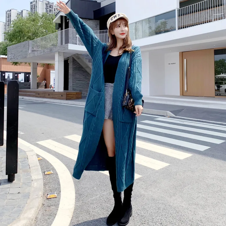 

Women's Casual Open Front Knit Cardigans Long Sleeve Plush Fuzzy Sweater Coat with Pockets A4