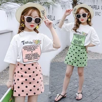 children clothing sets summer girls outfits suit letter short sleeve topsshort skirt 2pcs girls clothes 4 5 6 7 8 9 10 12 years