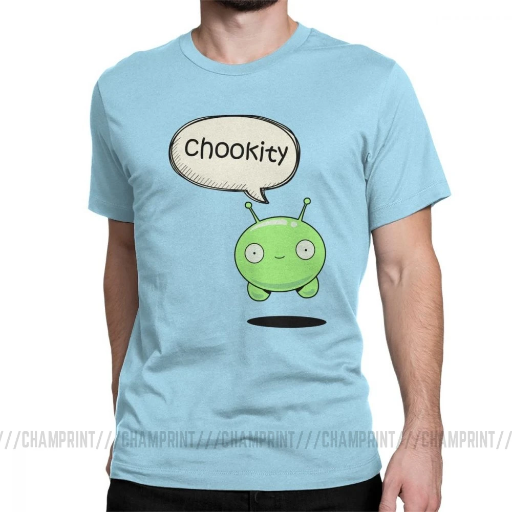 Мужская футболка Chookity Mooncake, Moon Cake Final Space Crazy, топы с круглым вырезом и коротким рукавом, чистый хлопок, футболка с принтом, футболка размера плюс - Цвет: Небесно-голубой