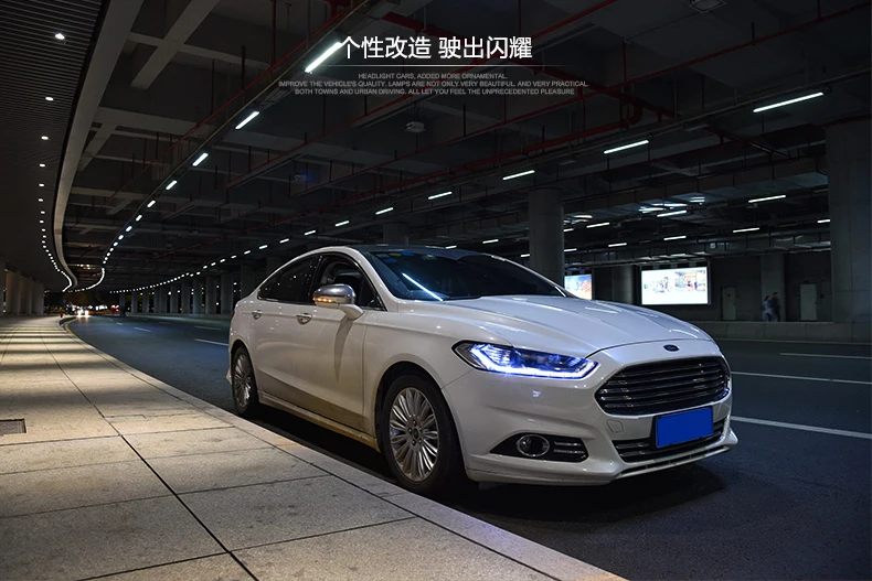 Автомобильный Стильный чехол на голову для Ford Mondeo для Fusion 2013, светодиодный налобный фонарь, DRL, двойной луч, объектив, биксенон, HID