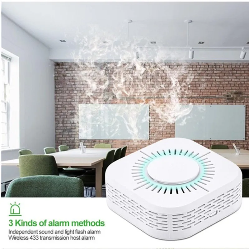 Беспроводной детектор дыма 433 МГц 1 шт. датчик пожарной сигнализации для