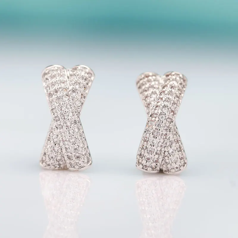 silver MAIKALE, модные серьги с цирконием кубической огранки в форме буквы х для женщин, Изящные Ювелирные украшения, вечерние серьги из розового золота, изысканные ювелирные изделия - Окраска металла: silver