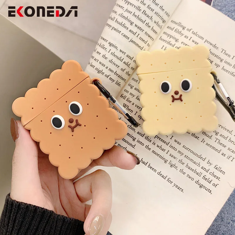 EKONEDA Супер милый мультфильм печенья наушники чехол для Airpods силиконовый матовый