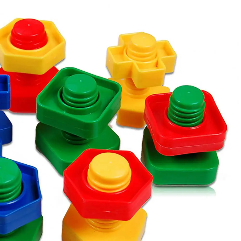40 unids/set ni&ntilde;os tuercas y pernos de 3D de tornillo tuercas y pernos de juego de Puzzle juguetes inteligentes para los ni&ntilde;os DIY edificio-5