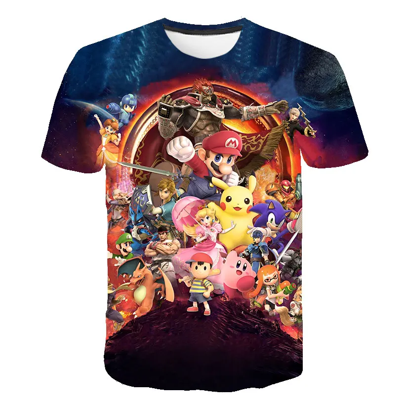 Летняя футболка с покемонами для мальчиков 2020 детская одежда девочек коротким