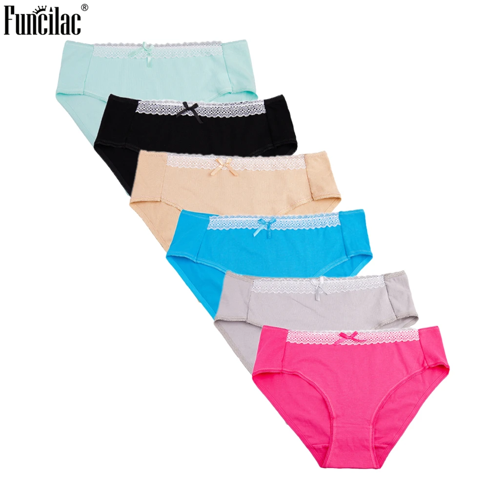 FUNCILAC женские сексуальные кружевные хлопковые трусы нижнее белье мягкие со