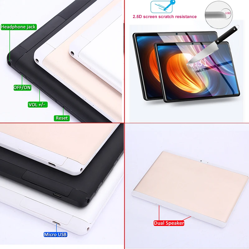 Android 9,0 планшетный ПК 10 дюймов ram 6GB rom 128GB 10 core 1920*1200 ips 2.5D закаленный экран 4G Телефонный звонок 5G планшеты с модулем Wi-Fi 10,1”