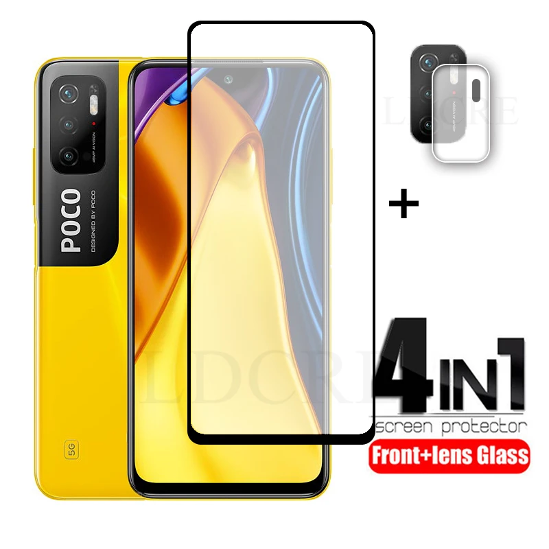Cristal de pantalla completa para Xiaomi Poco M3 Pro 5G, cristal para c&aacute;mara, lente para Xiaomi Poco M3 Pro 5G, 2 uds.-0