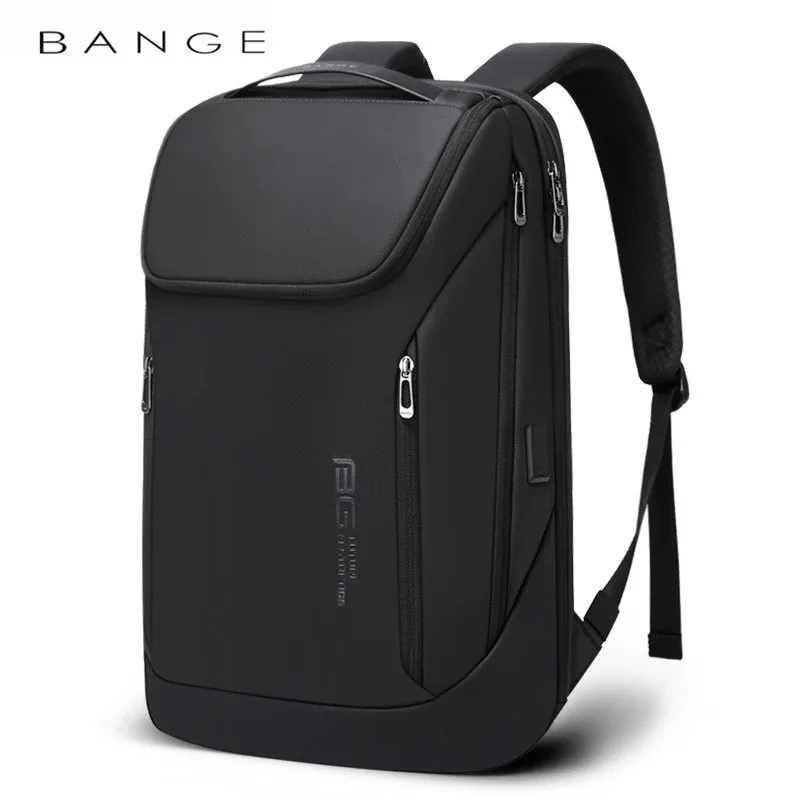 BANGE Fashion Backpack 15.6 Inch Notebook Backpack Black for Men USB Charging Business Travel Backpack Waterproof Anti-Theft