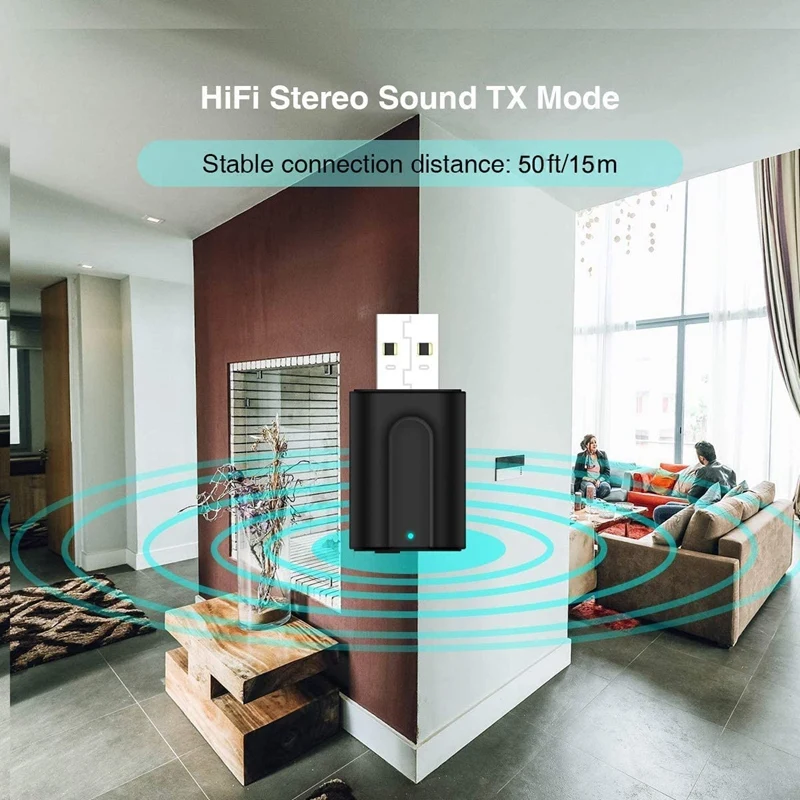 

USB Bluetooth Transmitter Receiver for PC/TV,Bluetooth 5.0 Dongle,2 in 1 Audio Bluetooth Adapter Plug & Play Low Latency