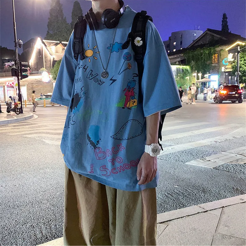 Футболка мужская повседневная с забавным принтом и круглым вырезом из