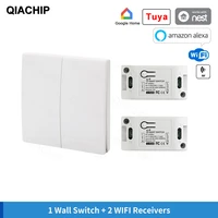 qiachip 433mhz rfwifi tuya app receiver wireless relay 110v 220v smart home switch module 86 wall panel remote control switch