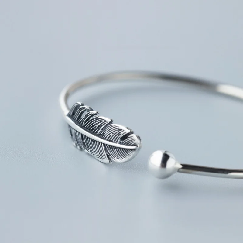 Женский браслет с перьями ElfoPlataSi ювелирное изделие из настоящего стерлингового