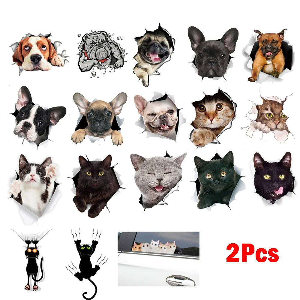 

Car Sticker Lovely Dog Cat Vinyl Decal Stickers Waterproof Car Styling Pet Decals for Car Glass Window Door Decoration Decals