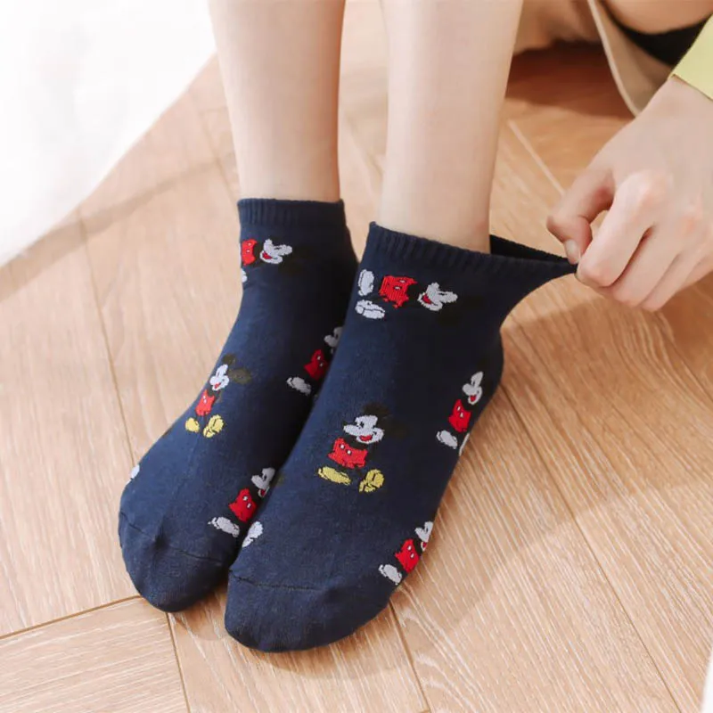 Harajuku/Хлопковые женские короткие носки с героями мультфильмов Невидимые для