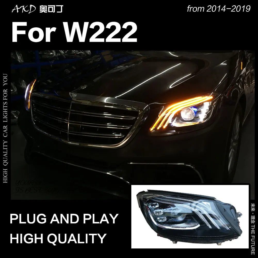 AKD автостайлинг фара для BENZ W222 фары 2014-2019 S350 S400 W223 светодиодный ная DRL Hid