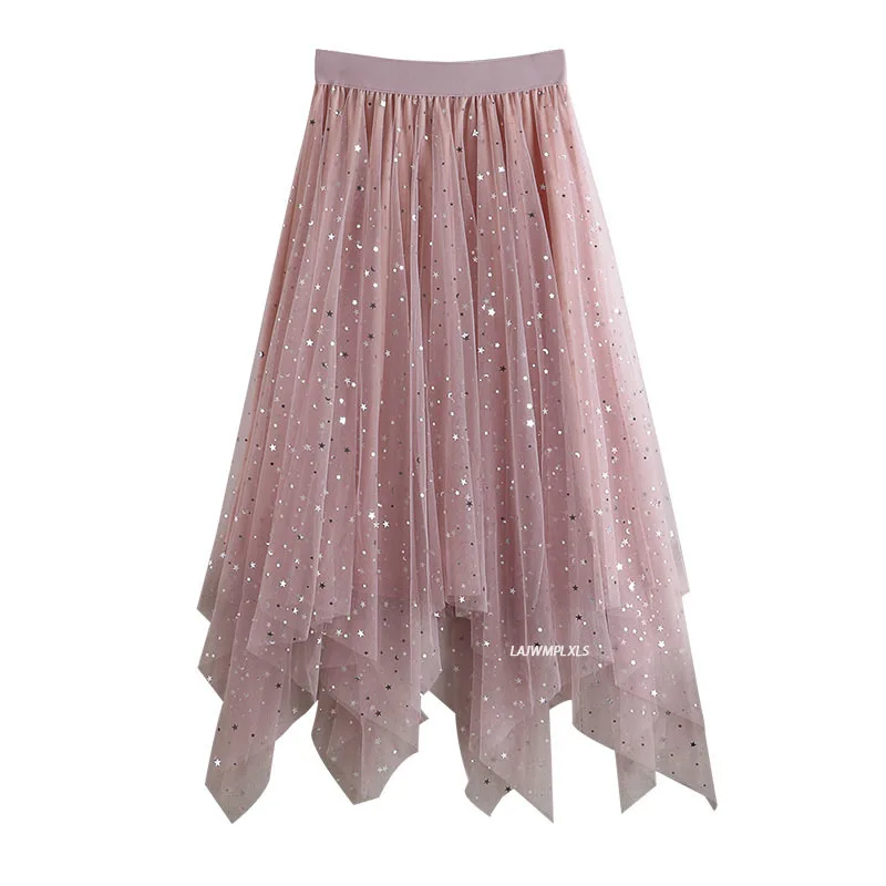 Женская длинная фатиновая юбка с высокой талией размера плюс юбка-пачка