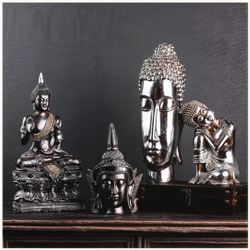 

Тайская статуэтка Будды дзен, статуэтка Будды, украшение головы Будды, креативные поделки из смолы, украшение для дома, ресторана R3686