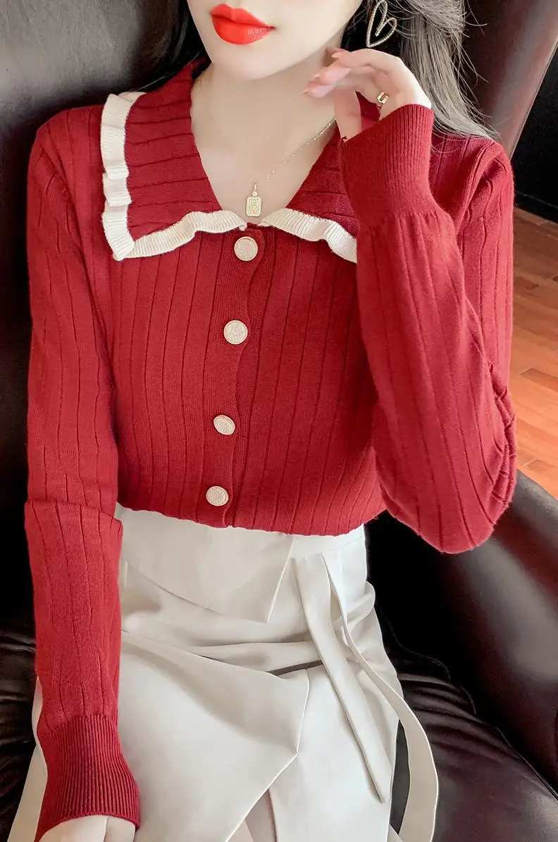 Женский трикотажный кардиган однобортная облегающая Однотонная рубашка с