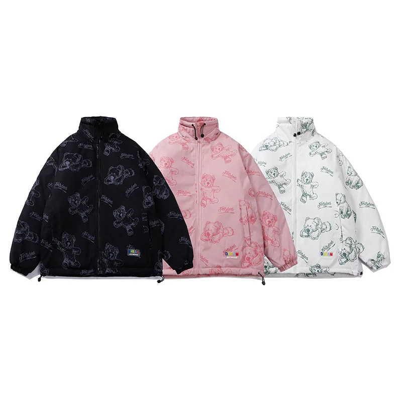 Новинка 2021 куртка с хлопковой подкладкой и принтом медведя мужское зимнее