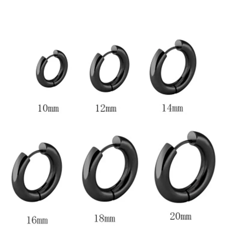 Men's punk earrings gold round charm stainless steel hoop titanium hollow Bricos | Украшения и аксессуары