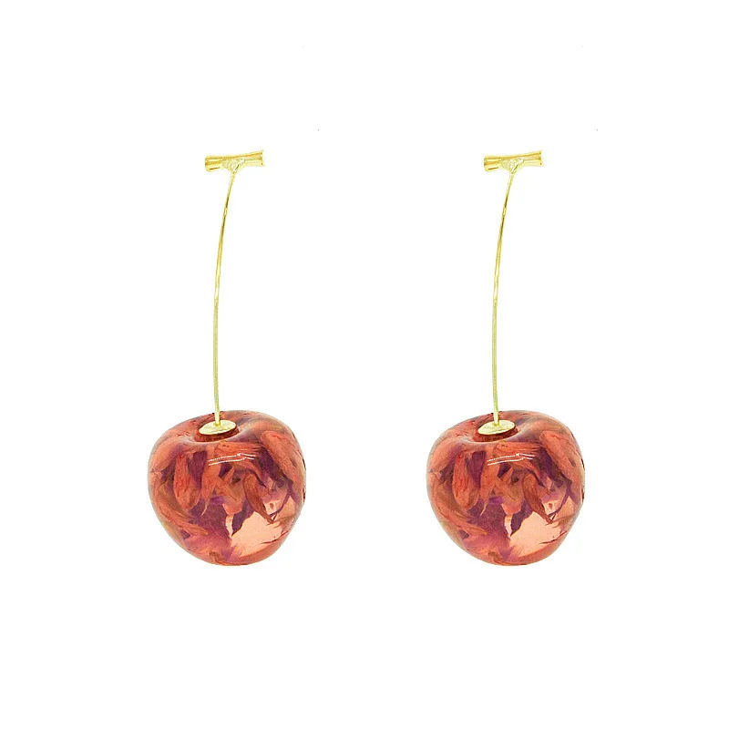 

2021 New Fashion and Exquisite Women's Drop Earrings Simple and Sweet Cherry Shape Long Earrings