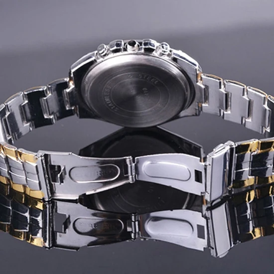 

Luxury Men Big Round Case Watch Alloy Band Quartz Casual Wrist Watch Xmas Gift