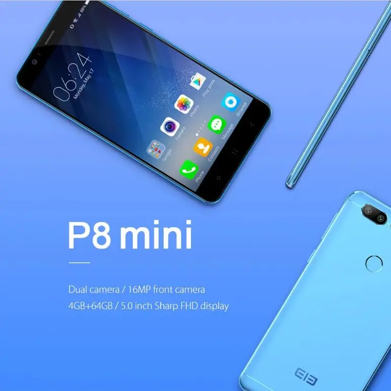 Мобильный телефон ELEPHONE P8 mini, 4G, 4 Гб ОЗУ, 64 Гб ПЗУ, Восьмиядерный процессор MTK6750T, Android 7,0, 5,0 МП, отпечаток пальца, ID, дюймов, мобильный телефон