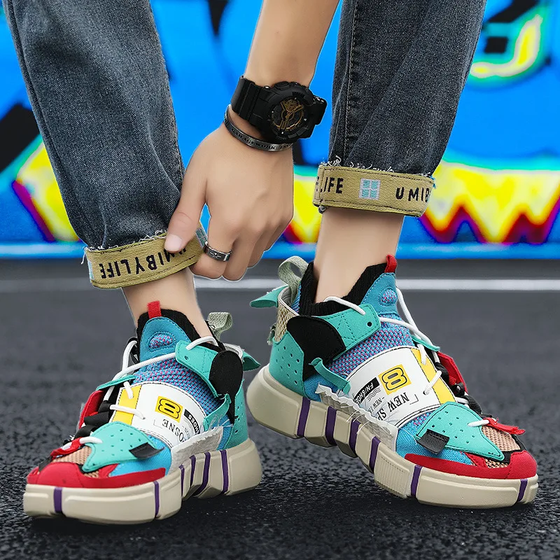 2020 Designer Chunky Sneakers Men High top Fashion Superstar Sports Shoes Hip-hop Stitch Breathable Platform Mens Trainers Shoes