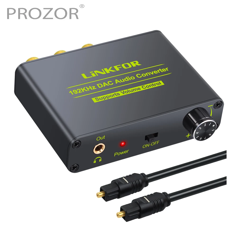 

Цифровой аналоговый аудио преобразователь PROZOR 192kHz DAC коаксиальный Toslink к аналоговому стерео L/R RCA 3,5 мм аудио адаптер включения или выключени...