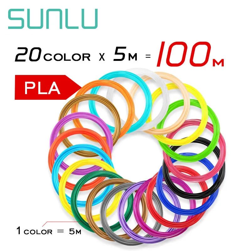 

PLA Filament 3D Pen Filament Refills 1.75mm PLA 20 Packs 16 Normal colors and 4 Luminous Color 100m Totally