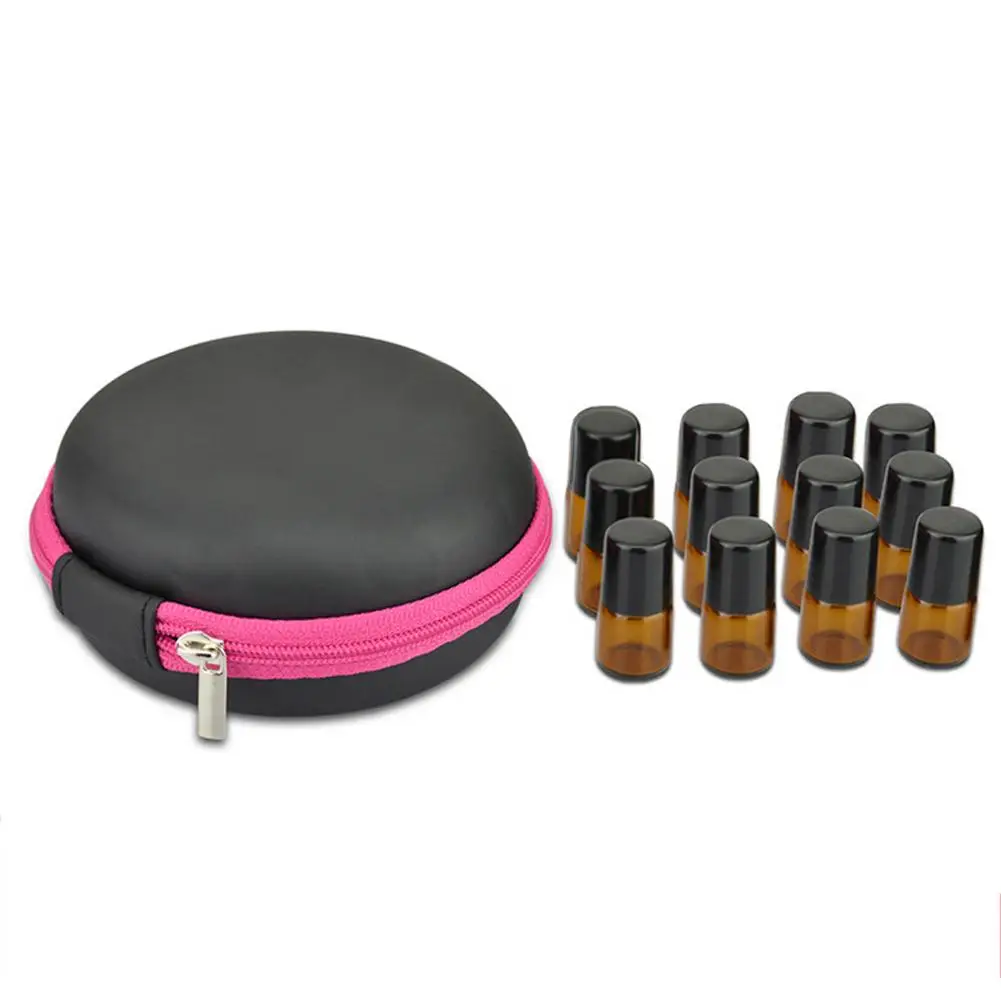 

12 Compartments Round Essential Oil Storage Bag Mini 1ml 2ml Essential Oil Bottle Holder Travel Aromatherapy Storage Carry Case
