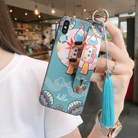 matte phone case for huawei p20 p30 p40 mate 10 20 30lite pro honor 8x 9 10 20 30pro soft covers 3d emboss wrist strap tassel