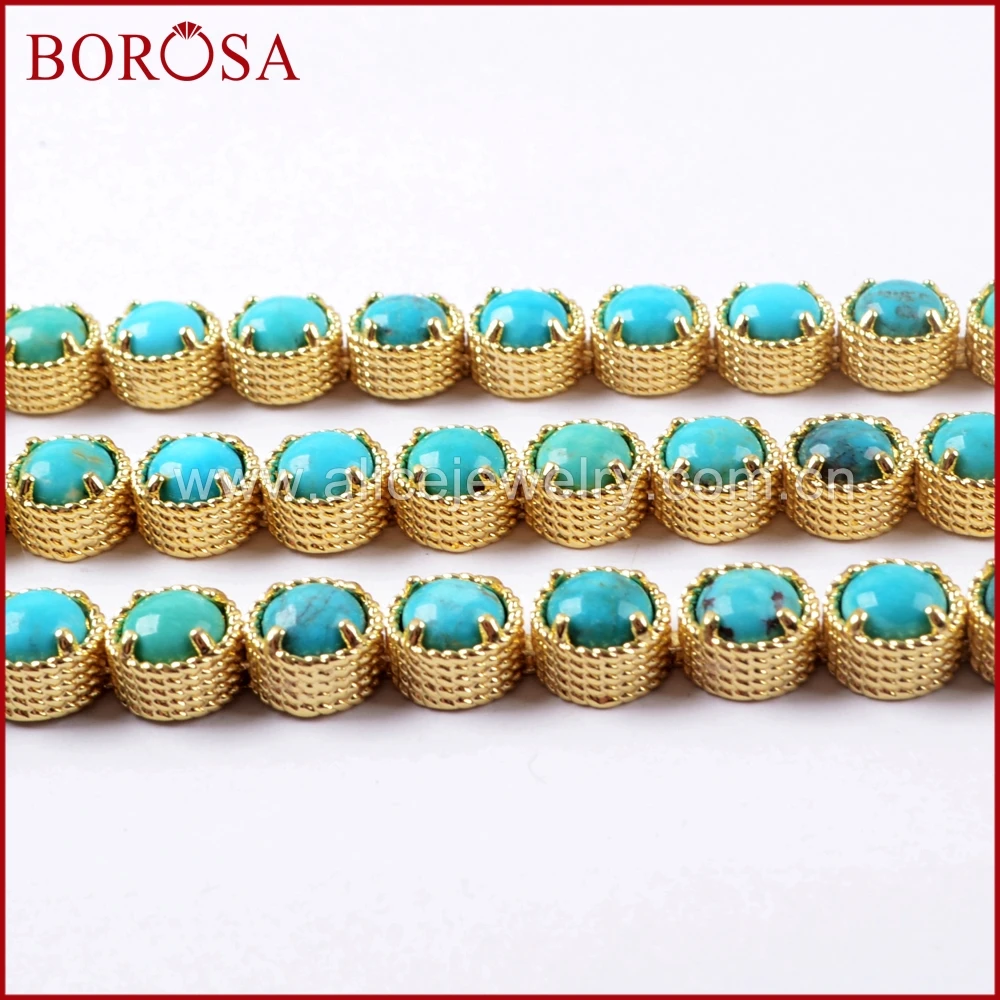 BOROSA 1/2 шт. Новое поступление Золотой Круглый браслет из 20 камней натуральная
